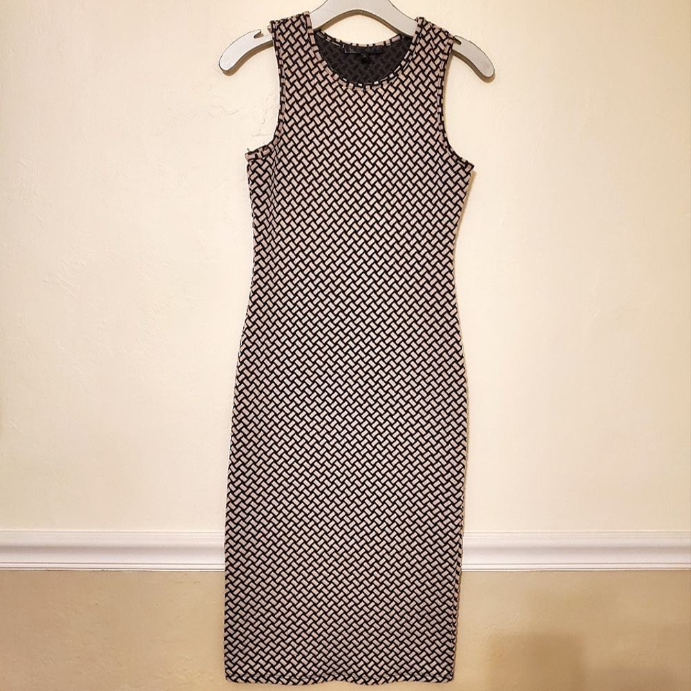 Basket Weave Texture Pattern Racerback Bodycon Midi Dress